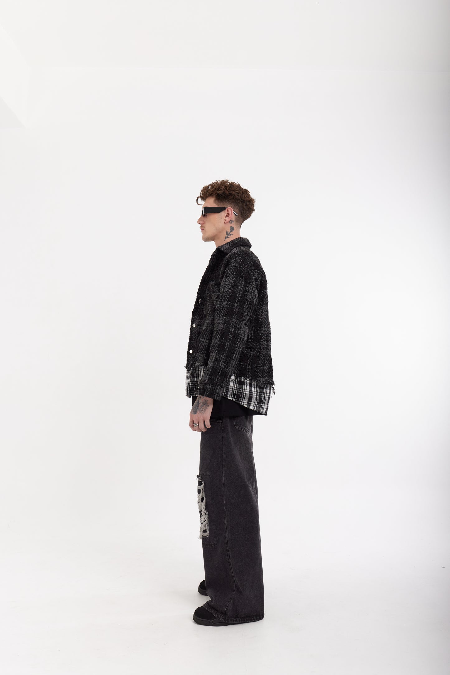 T-Shirt Double layer Plaid style on Dark