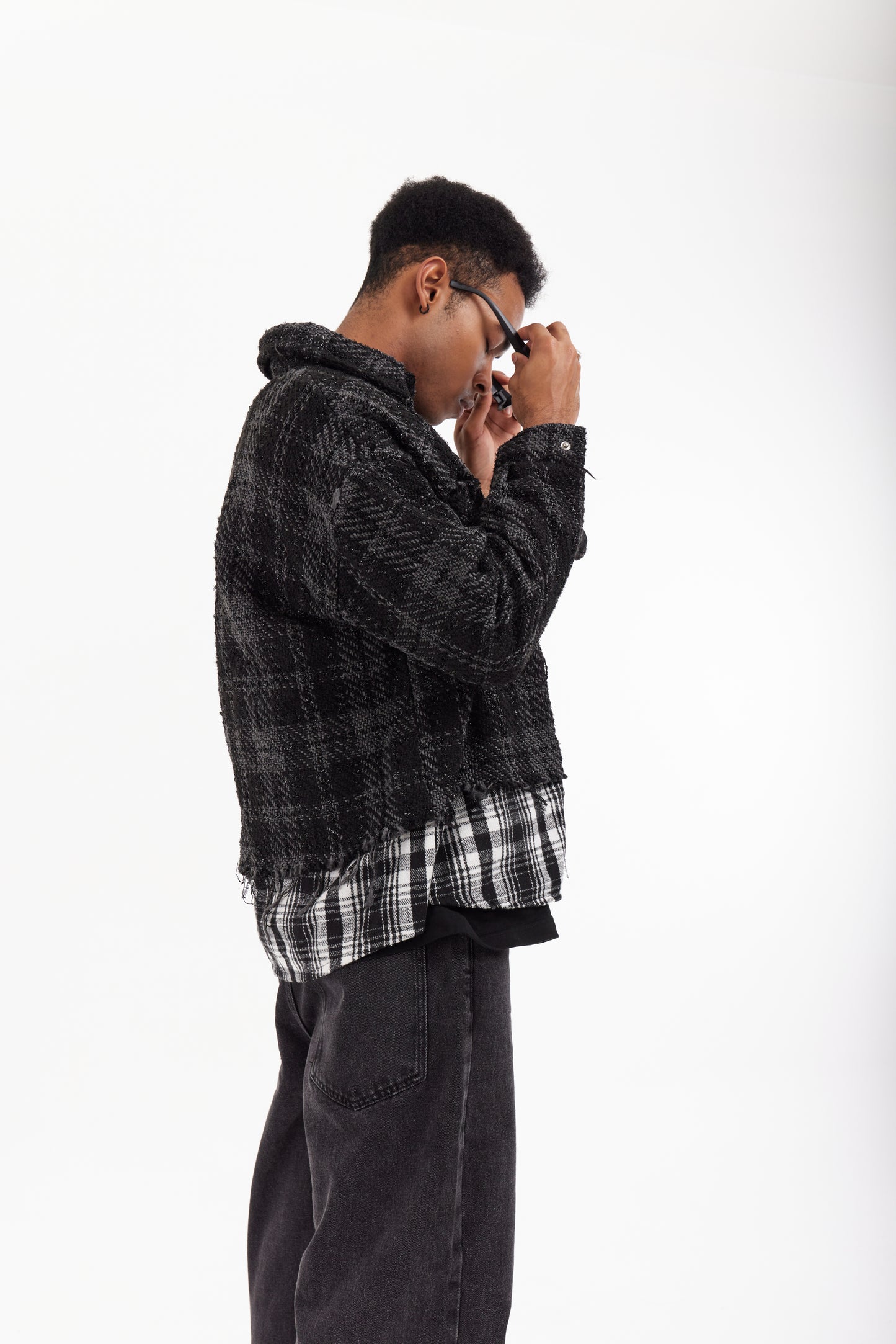 T-Shirt Double layer Plaid style on Dark