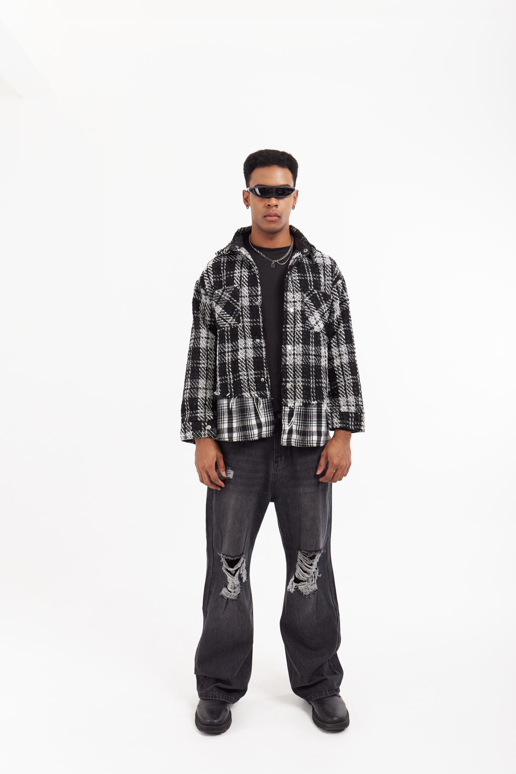 T-Shirt Double layer Plaid style on Light